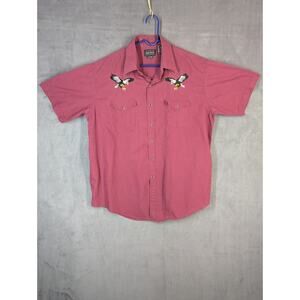 High Noon Shirt Men's XL Red Western American Eagle Black Pearl Snap Cowboy